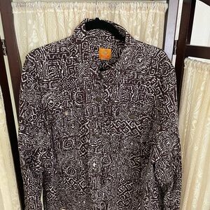 Ruby Rd.  Brown and White Geometric women country western style jacket